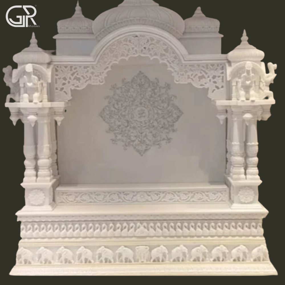 Carved White Makrana Marble Temple