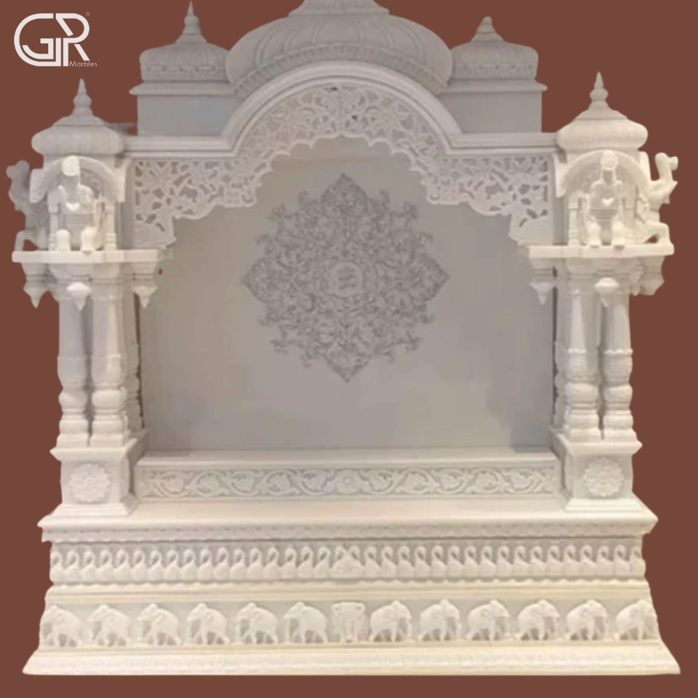 Carved White Makrana Marble Temple