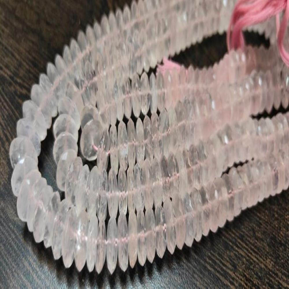 Natural Rose Quartz Faceted Gemstone Beads German Cut Rondelle Shape Beads 9-12 mm Strand 8 inches long