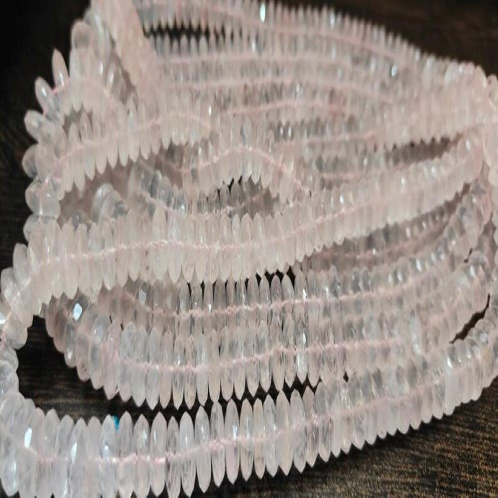 Natural Rose Quartz Faceted Gemstone Beads German Cut Rondelle Shape Beads 9-12 mm Strand 8 inches long