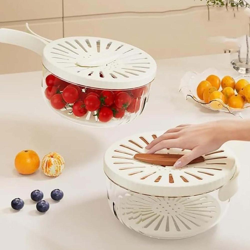 2 in 1 Foldable Kitchen Drain Basket with Cover