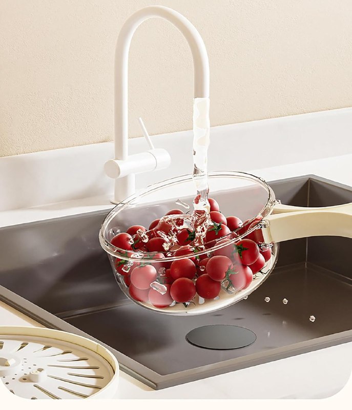 2 in 1 Foldable Kitchen Drain Basket with Cover