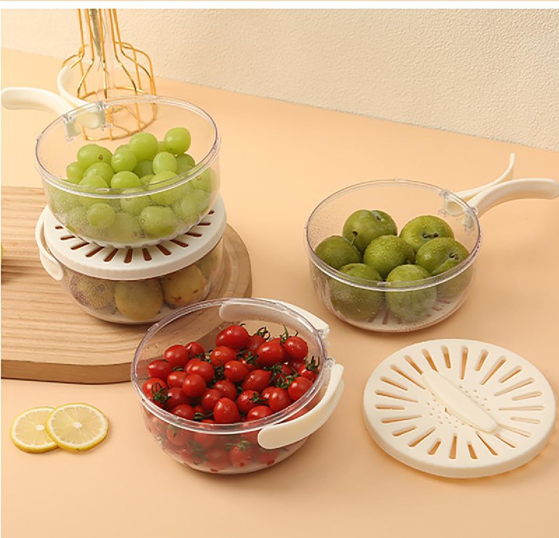 2 in 1 Foldable Kitchen Drain Basket with Cover