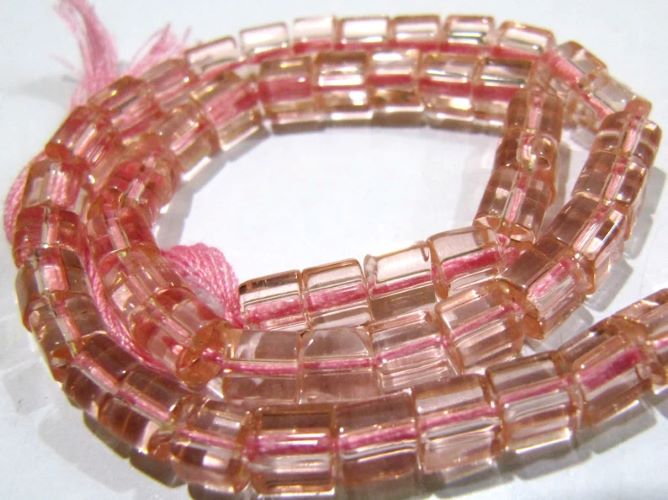 Rose Quartz Cube Beads 5mm Size Smooth Box Shape Beads Length 10 inches long