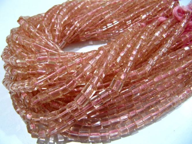 Rose Quartz Cube Beads 5mm Size Smooth Box Shape Beads Length 10 inches long