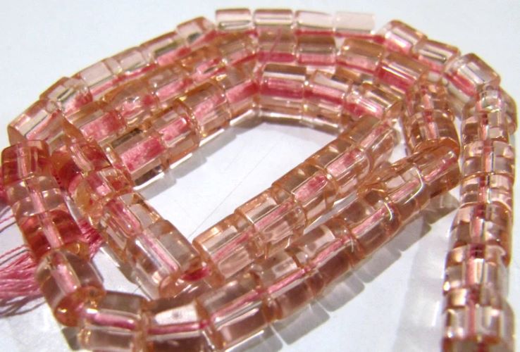 Rose Quartz Cube Beads 5mm Size Smooth Box Shape Beads Length 10 inches long