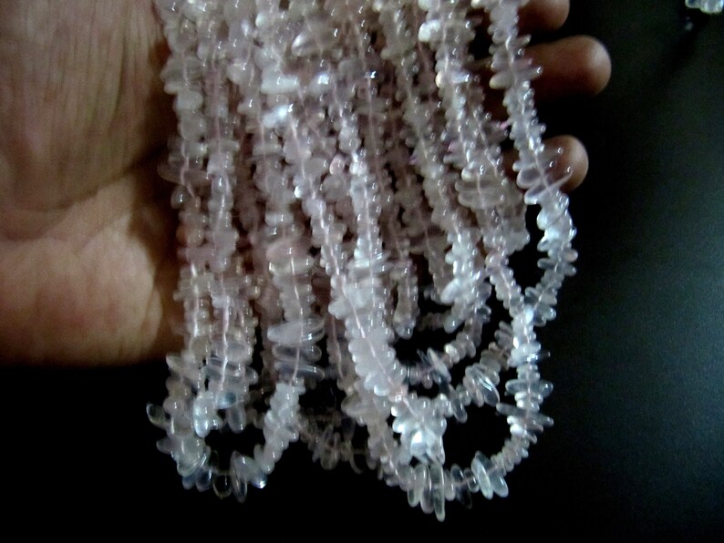 Natural Rose Quartz Nugget Shape Flat Tumbled Plain Smooth 10mm To 15mm Beads Strand 8 Inches Long