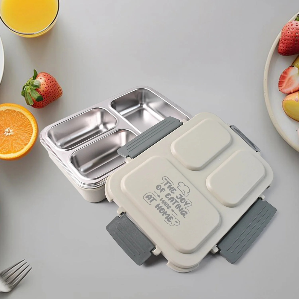 Lunch Box (0170) - Plastic Material, 2-layer Compact Design | Air Tight, Leak Proof, Stylish Carrying Case, Partitioned Bowls For Freshness