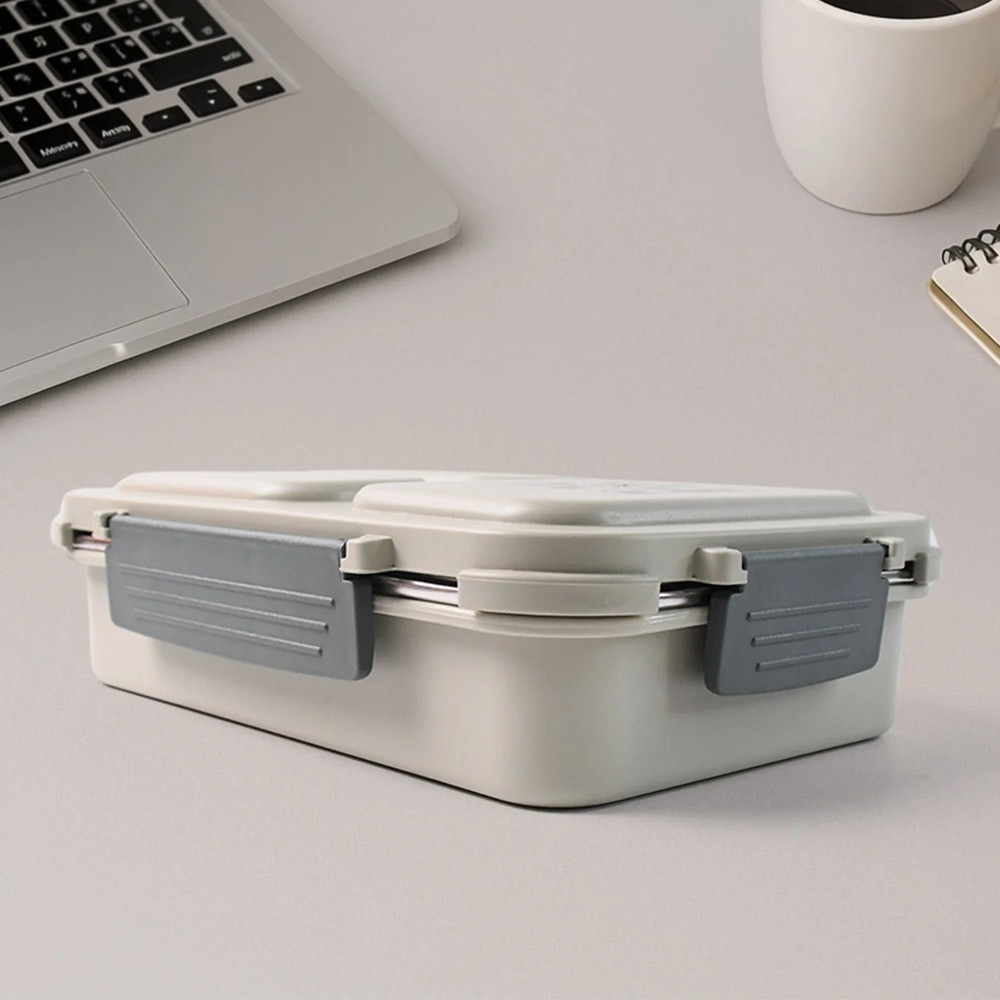 Lunch Box (0170) - Plastic Material, 2-layer Compact Design | Air Tight, Leak Proof, Stylish Carrying Case, Partitioned Bowls For Freshness