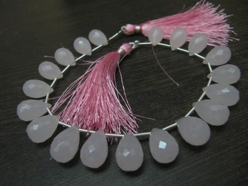 Rose Quartz Tear Drop Shape 10x14mm Faceted Hydro Beads Strand 8Inches Sold Per Strand