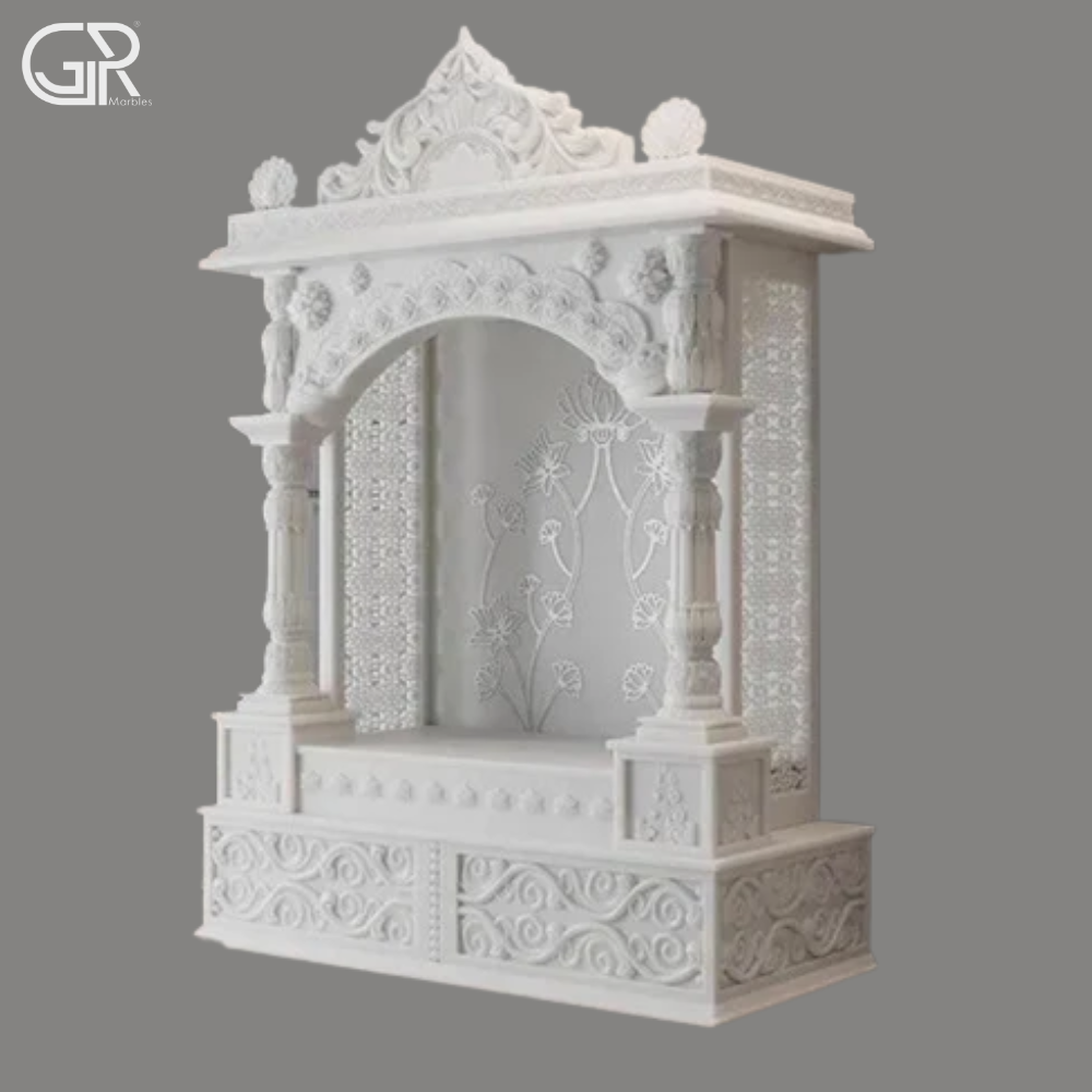 Carved Pure White Marble Temple