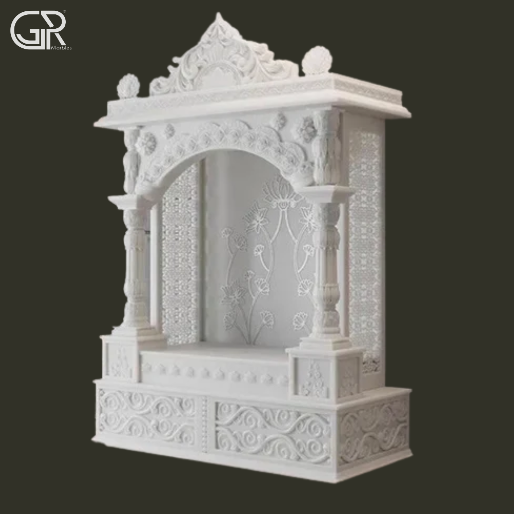 Carved Pure White Marble Temple