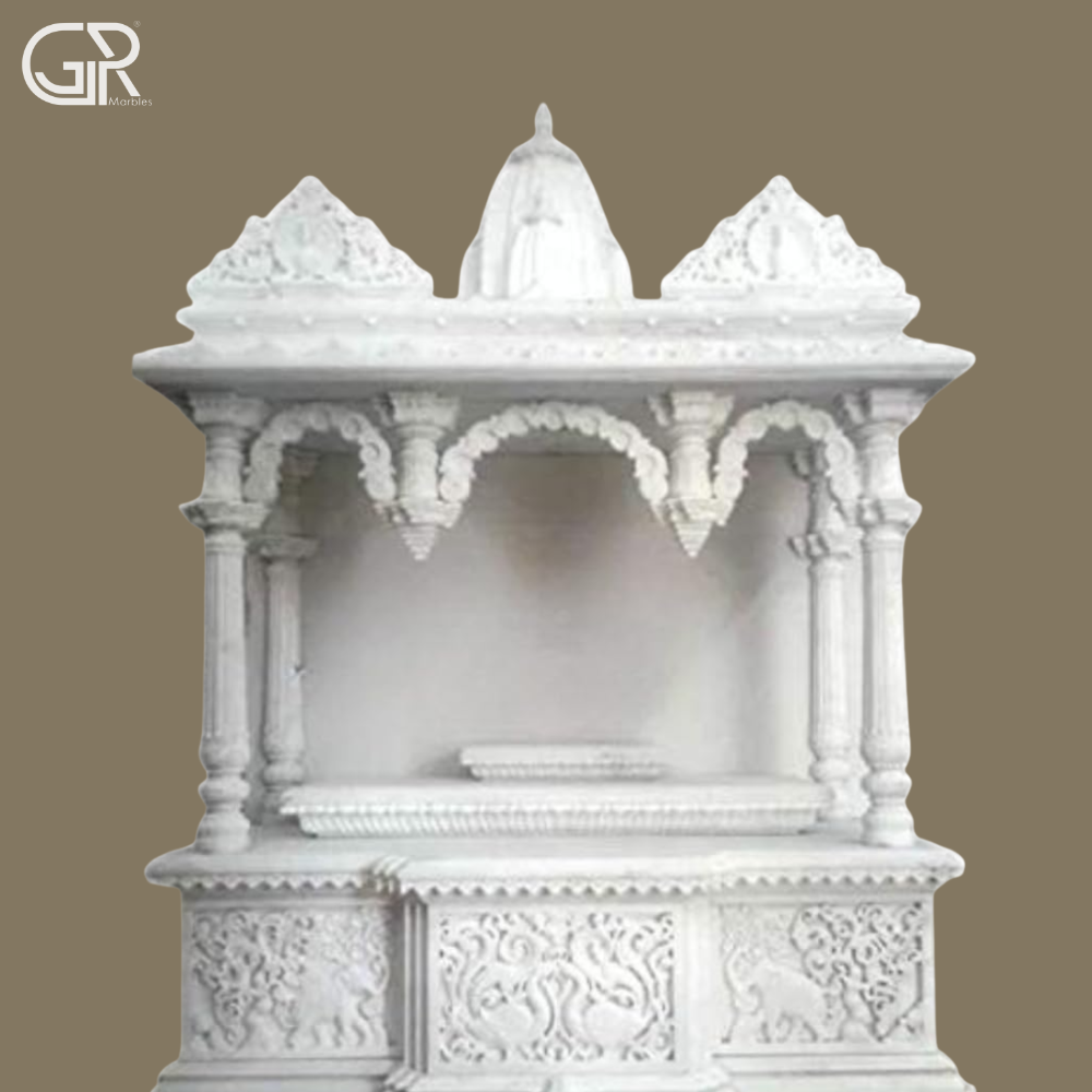 Jali Painted White Marble Temple - Hardness: Hard
