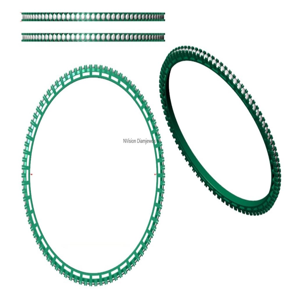 Handcrafted 14KT Gold & Natural Diamond Eternity Single Line Bangle