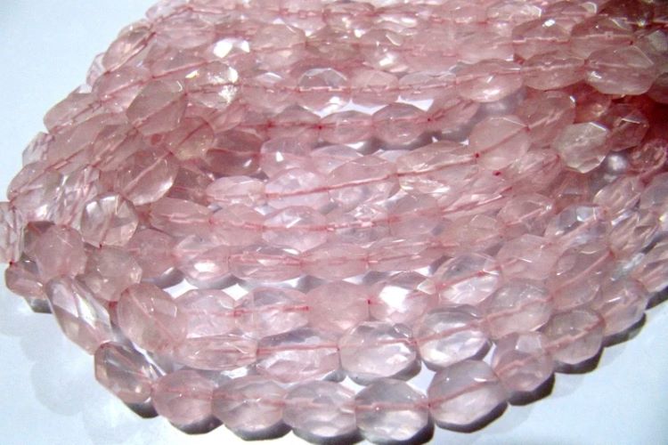 Natural Rose Quartz Oval Faceted Beads Size 5x7mm to 6x8mm Mani Shape Gemstone Beads Strands approx 13 inches