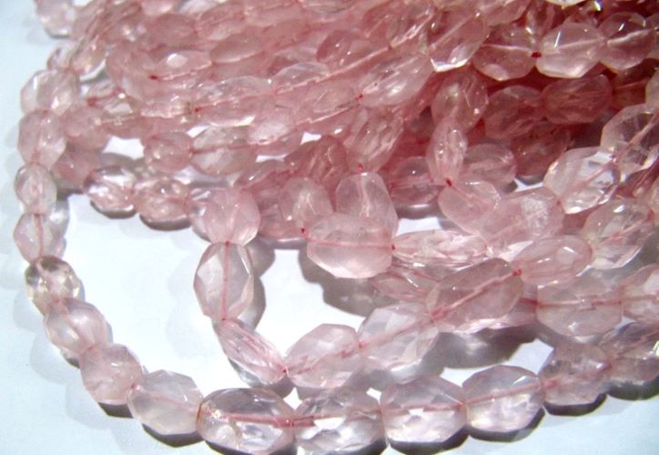 Natural Rose Quartz Oval Faceted Beads Size 5x7mm to 6x8mm Mani Shape Gemstone Beads Strands approx 13 inches