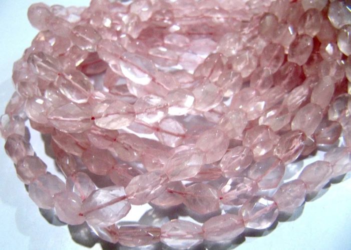 Natural Rose Quartz Oval Faceted Beads Size 5x7mm to 6x8mm Mani Shape Gemstone Beads Strands approx 13 inches