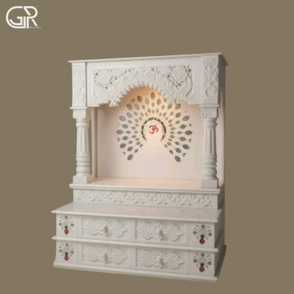 Makrana white marble inlay temple