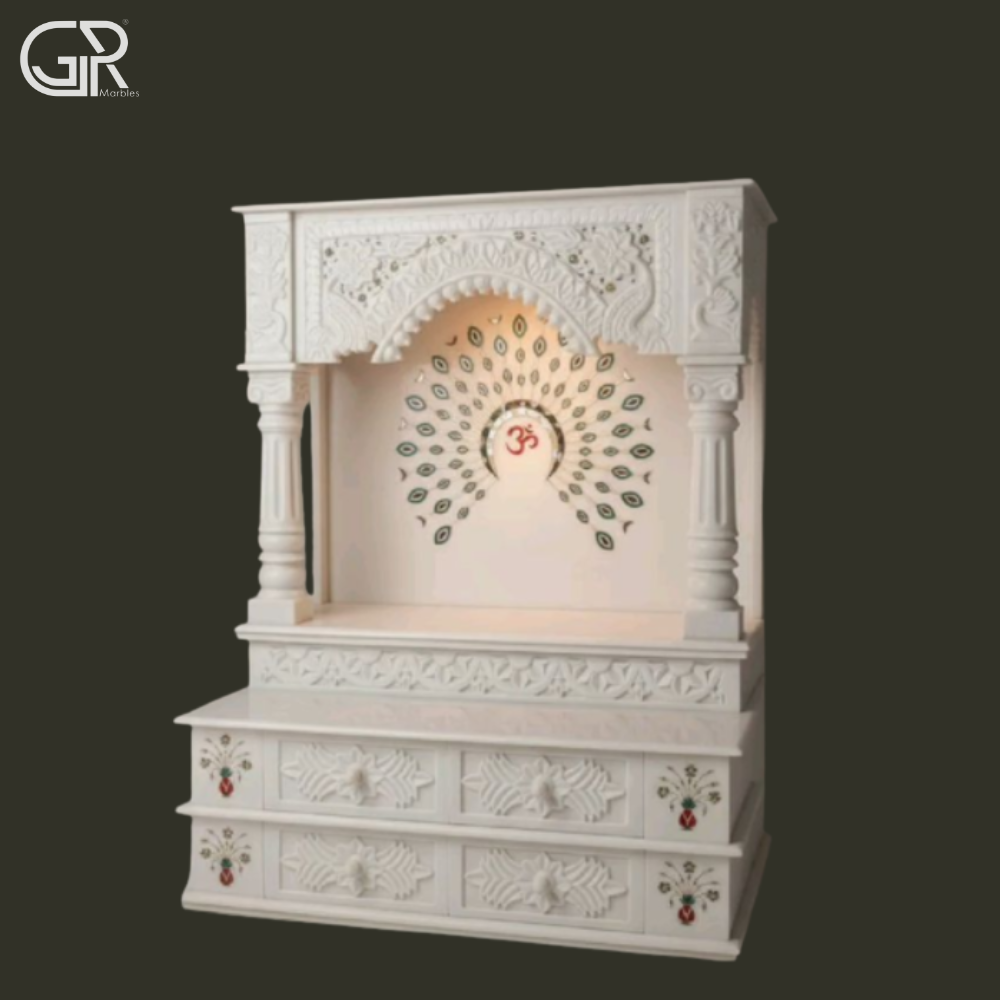 Makrana white marble inlay temple