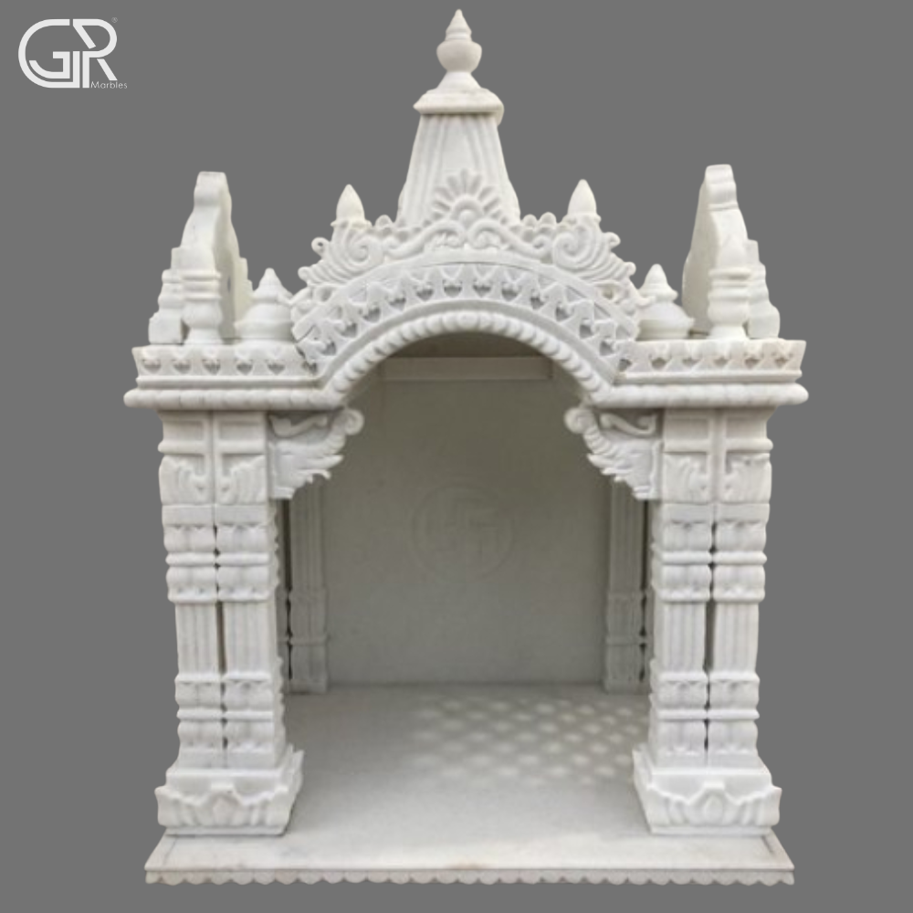 Hand Carved White Marble Pooja Temple