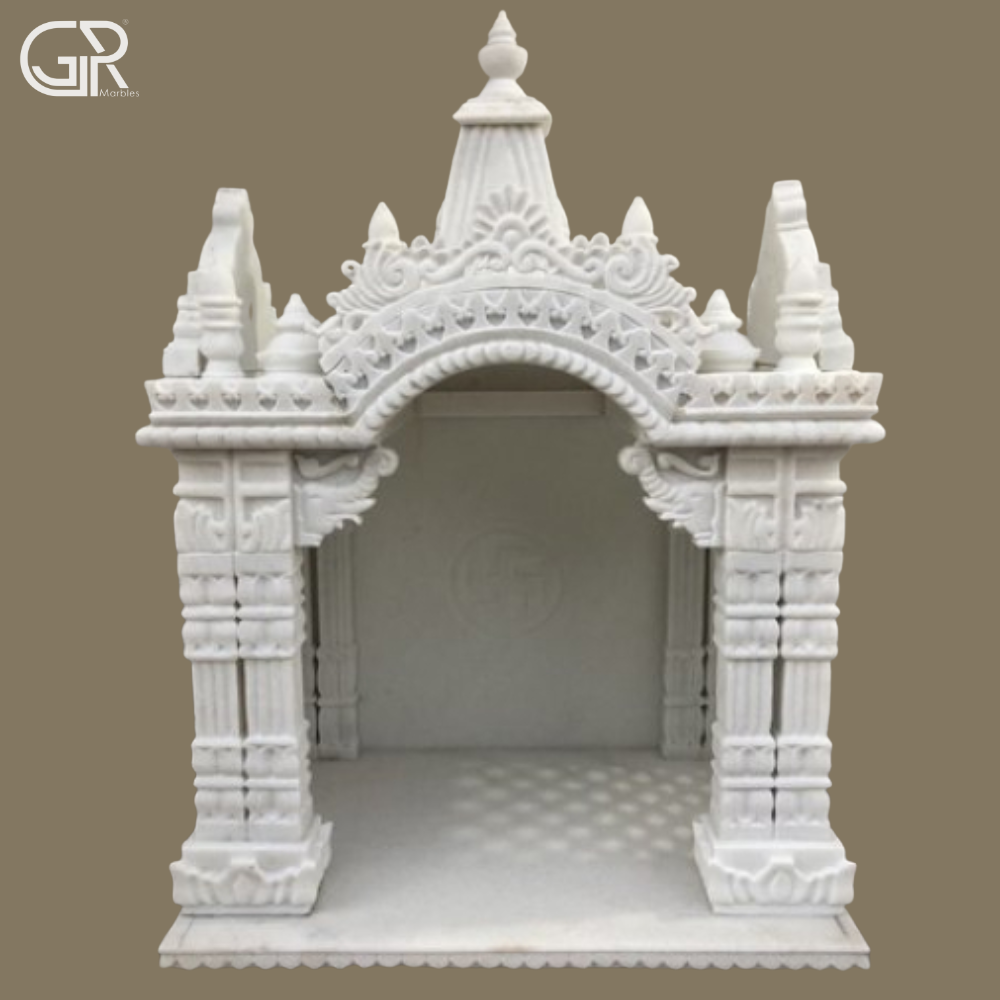 Hand Carved White Marble Pooja Temple