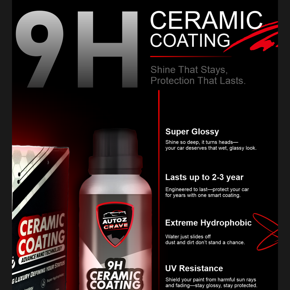 AUTOZCRAVE 9H Ceramic Coating for Car - Best Ceramic Coating for Cars | High Gloss & Hydrophobic Protection