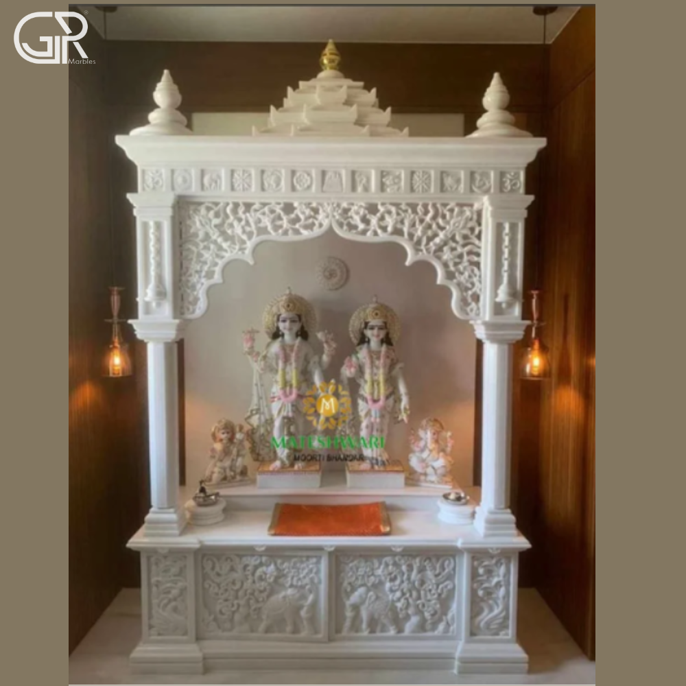 Polished marble home mandir