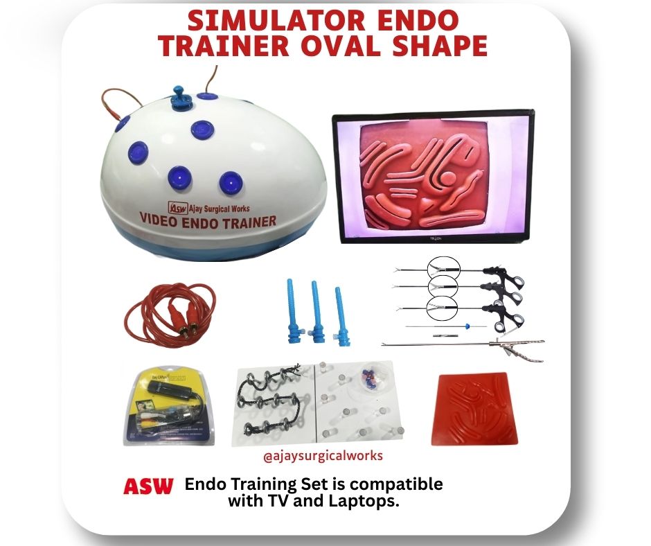 Ajay Surgical Works Laparoscopic Oval Shape Endotrainer Full Set - Reusable Surgical Instrument 