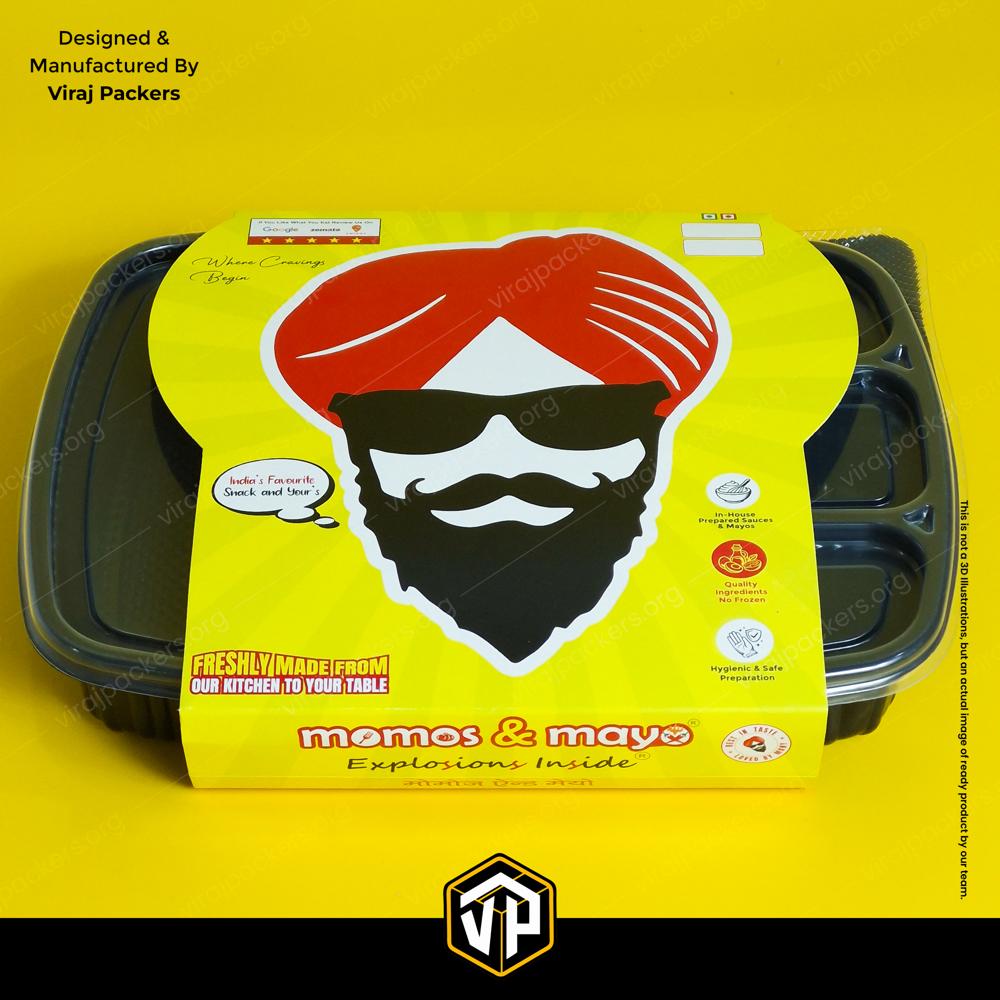 Custom Printed Thali Packaging Sleeve Food Tray Sleeve Disposable Thali Cover