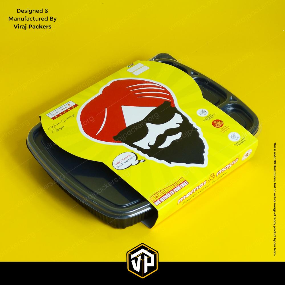Custom Printed Thali Packaging Sleeve Food Tray Sleeve Disposable Thali Cover