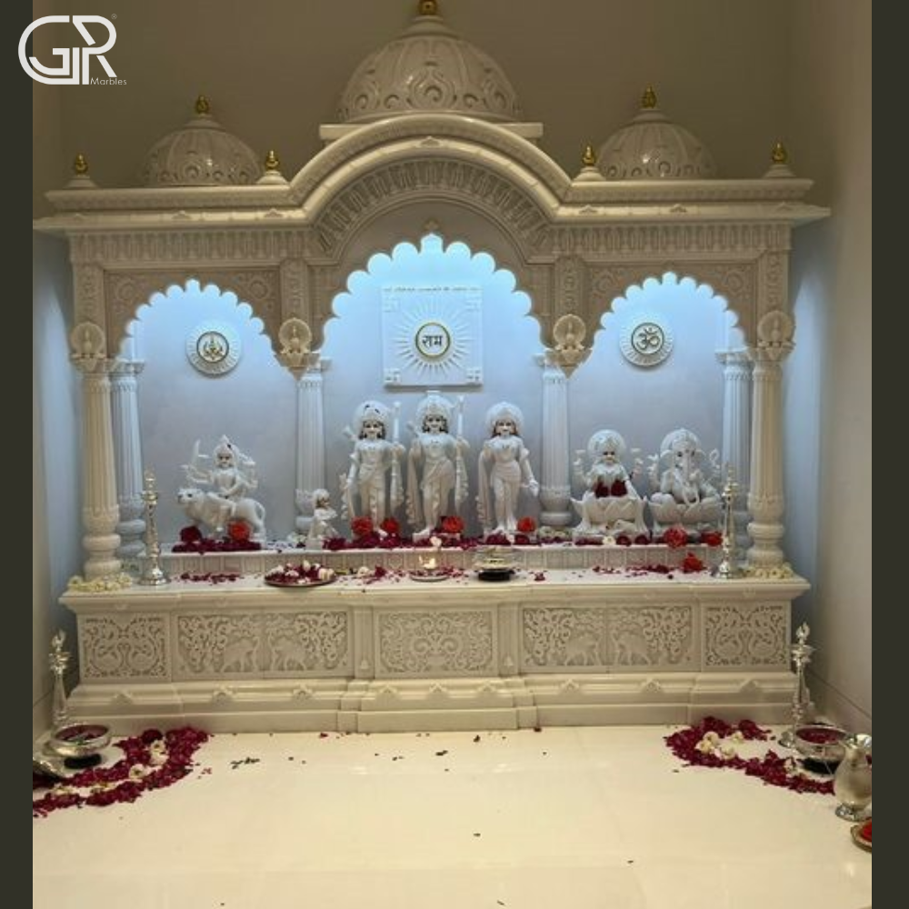 Beautiful carved Makrana marble mandir