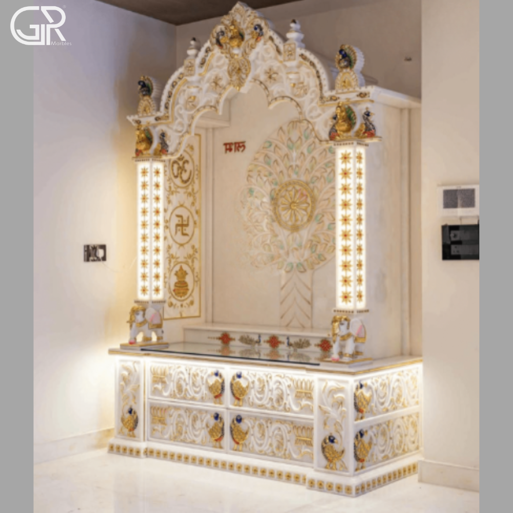 Beautiful painted Makrana Marble Mandir