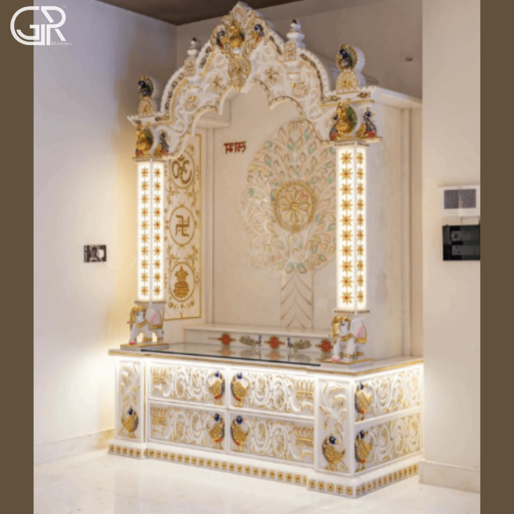 Beautiful painted Makrana Marble Mandir