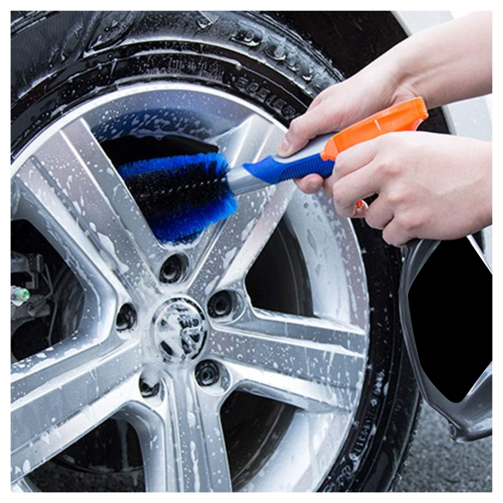 AUTOZCRAVE Car Alloy Wheel Cleaning Brush - Short Handle Brush for Precision Cleaning