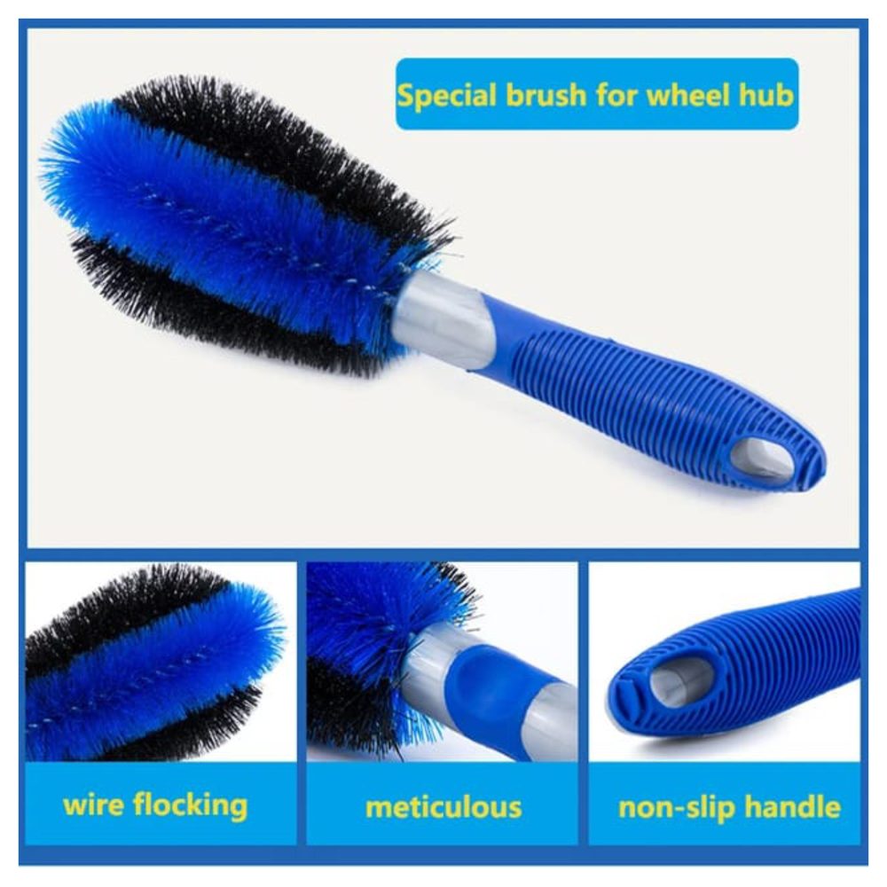 AUTOZCRAVE Car Alloy Wheel Cleaning Brush - Short Handle Brush for Precision Cleaning