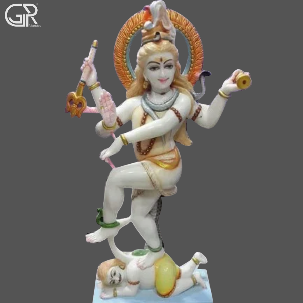 Marble Shiv Tandav Statue - Color: White