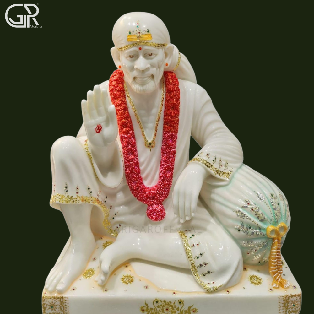 Marble Sai Baba Idol - Color: White