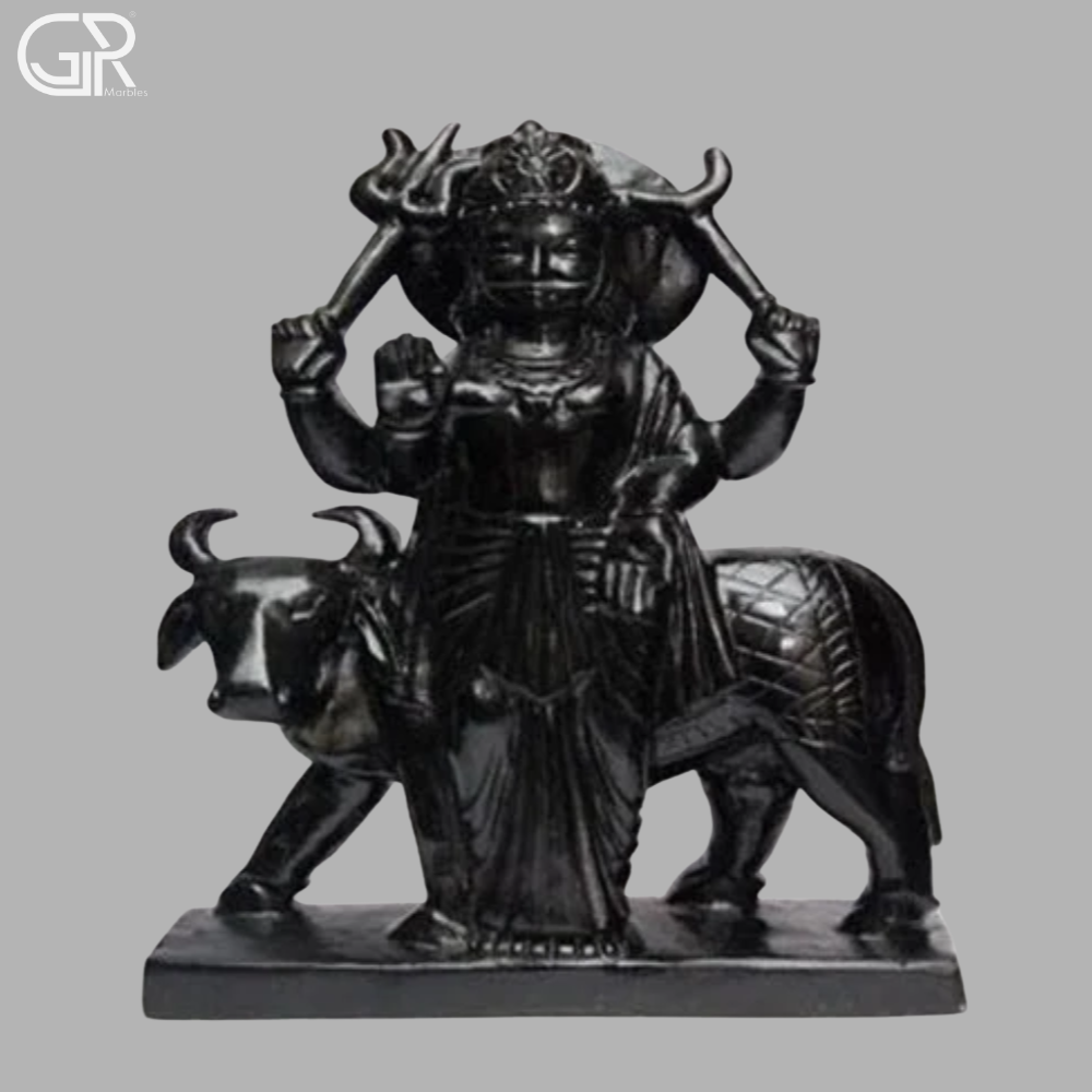 Black Marble Shani Dev Statue - Hardness: High