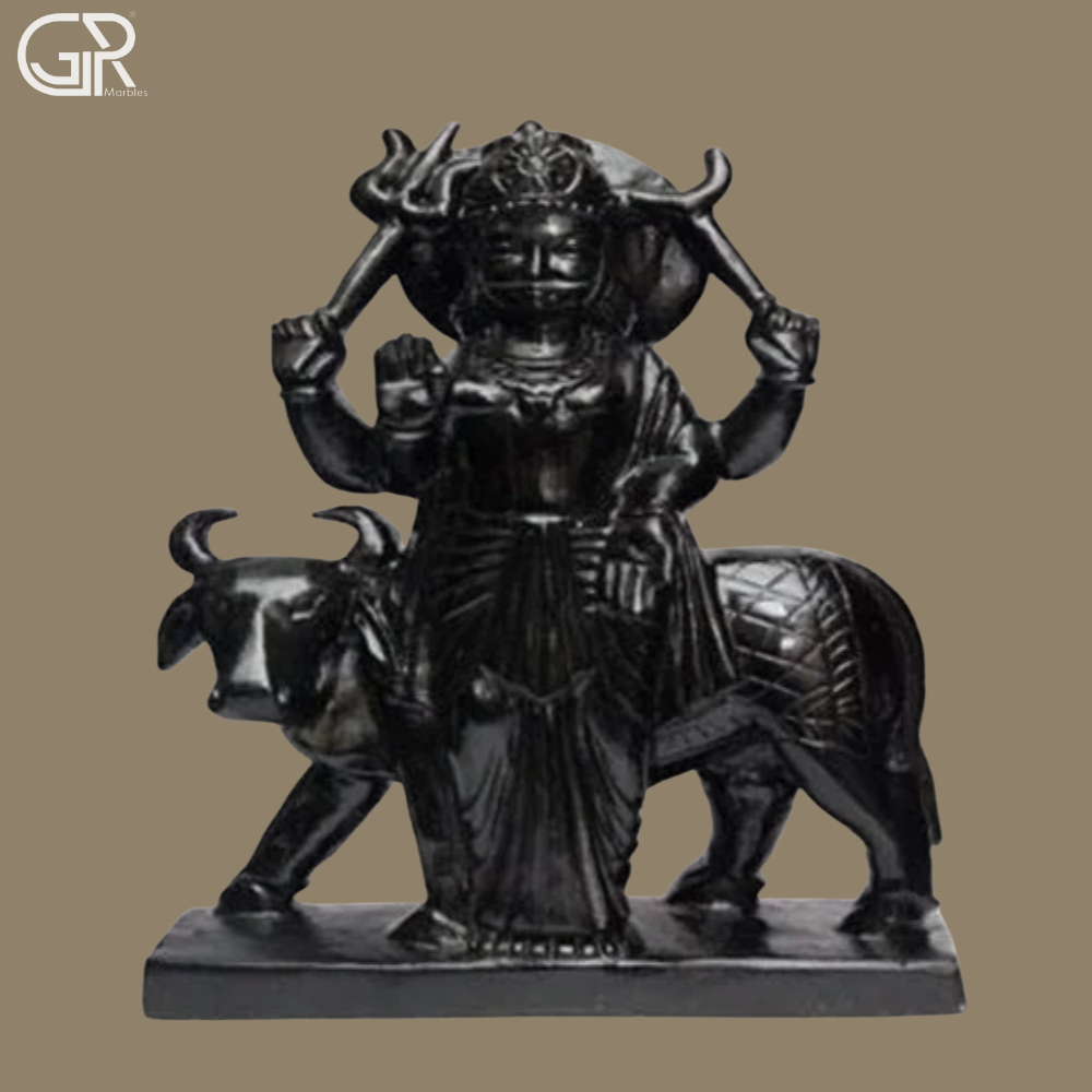 Black Marble Shani Dev Statue - Hardness: High