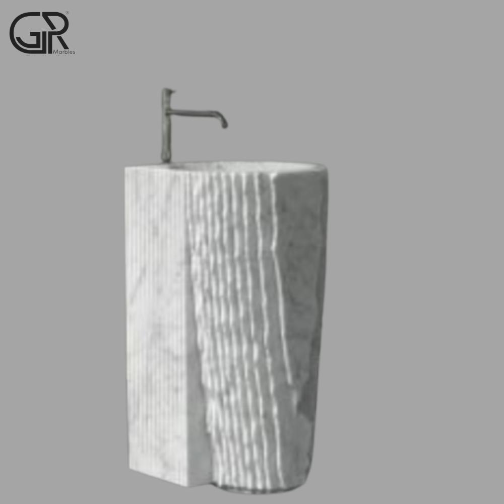 White Marble Washbasin - Color: Brown