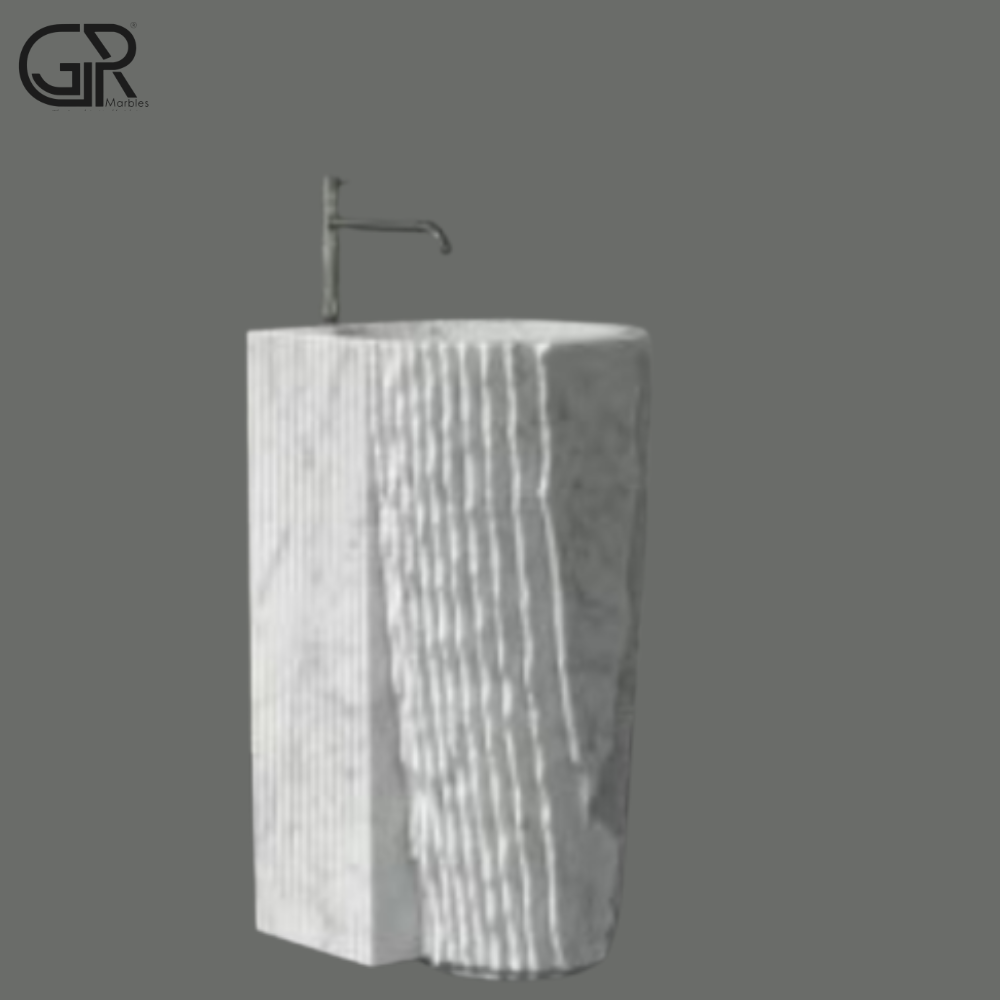 White Marble Washbasin - Color: Brown