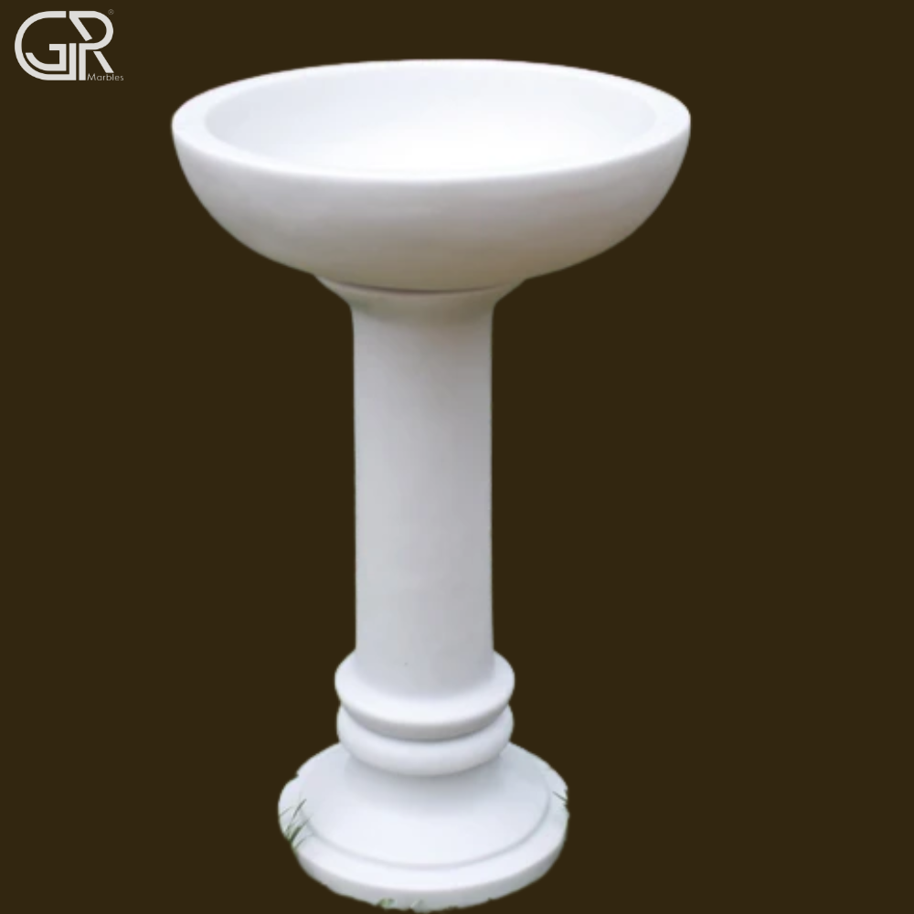 White Marble Bird Bath - Product Type: Fountain