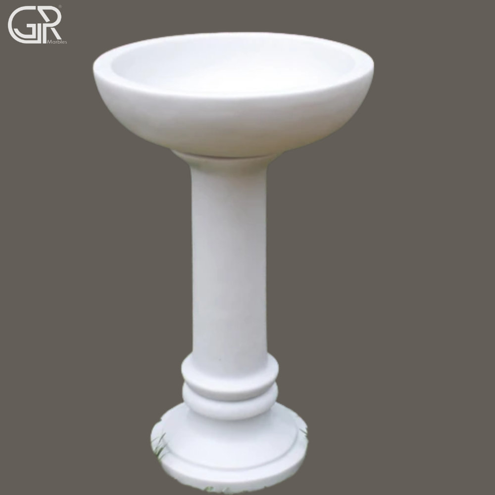 White Marble Bird Bath - Product Type: Fountain