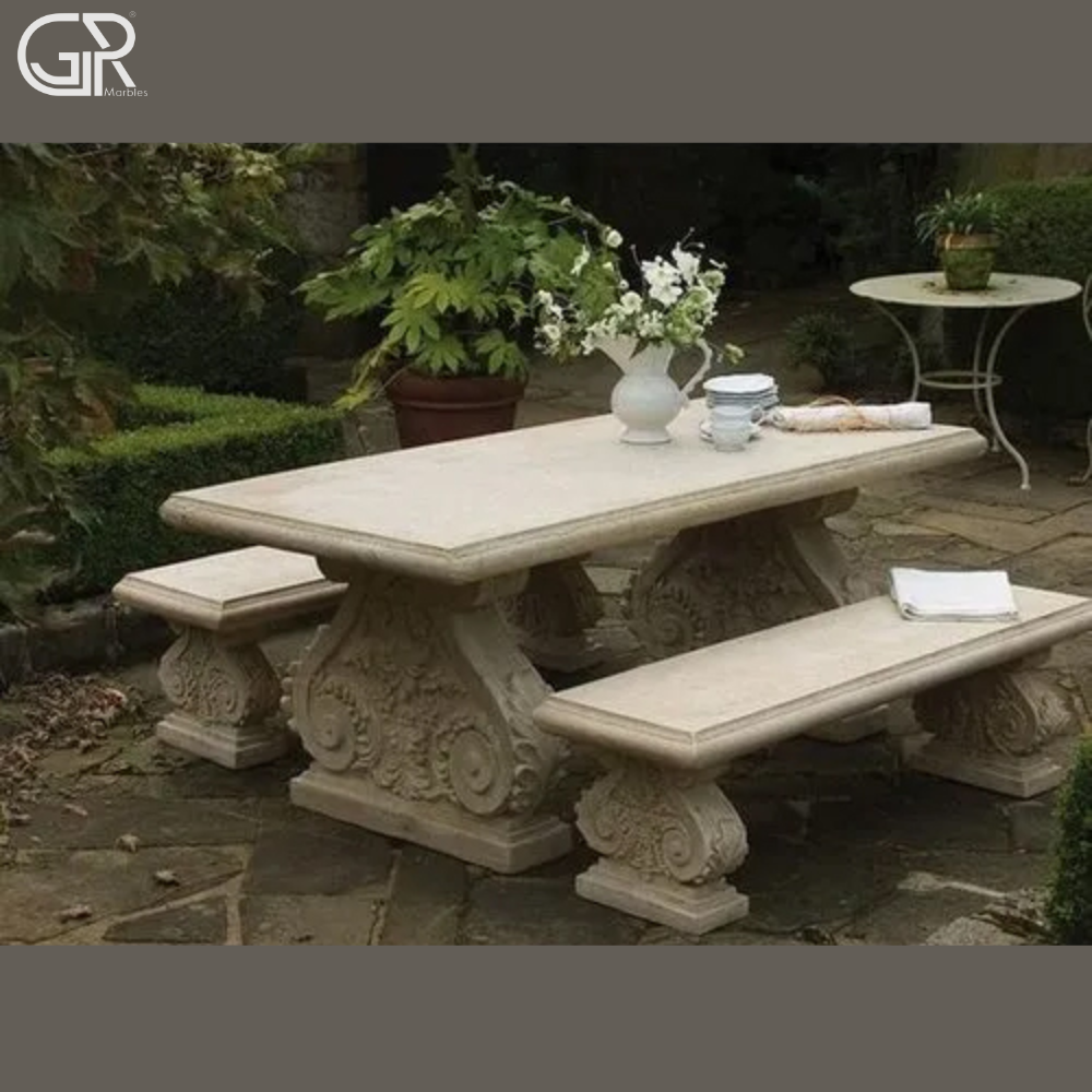 Teakwood Sandstone Bench