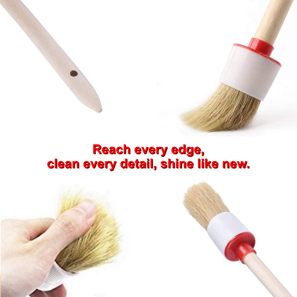 AUTOZCRAVE Premium Car Detailing Brush Kit (Set of 5) - Detailing Brush Set with Soft Synthetic Hair Brush (Brown)