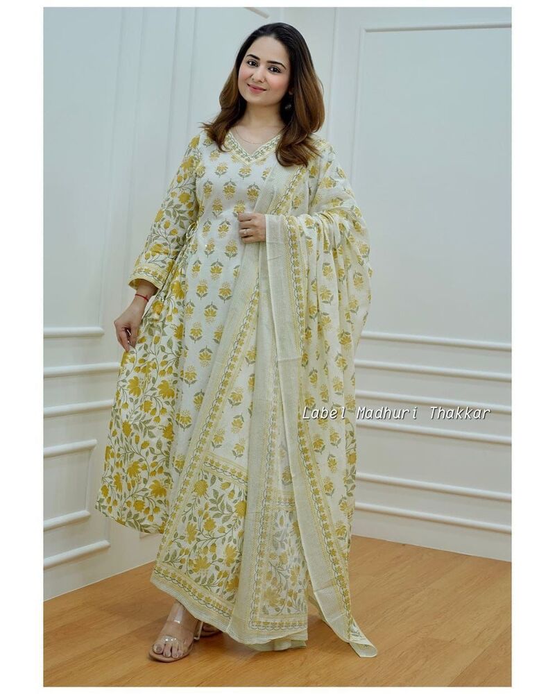 White Yellow Floral Kurti