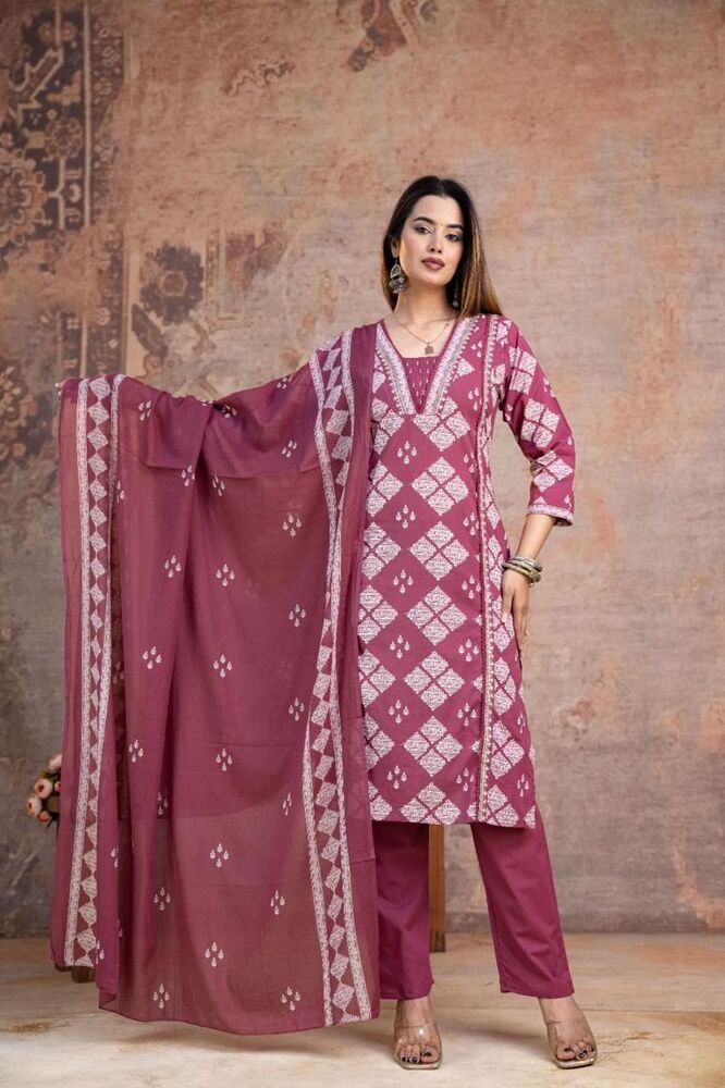 Pink Printed Kurti Set
