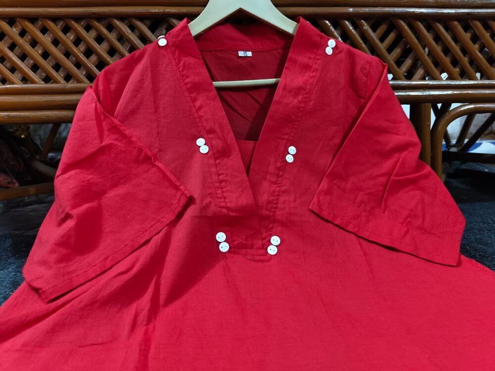 Plain Red Cotton Kurti