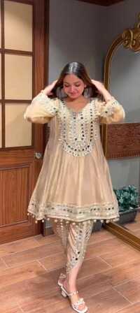 Mirror Work Short Kurti Set