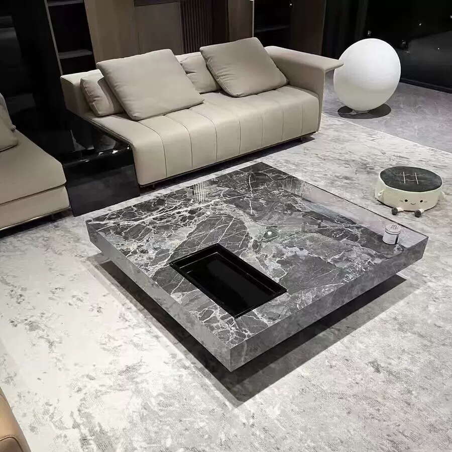 Italian Modern Design Center Table Villa Living Room Furniture Stone Top Square Coffee Table Luxury Stone Tea Tables